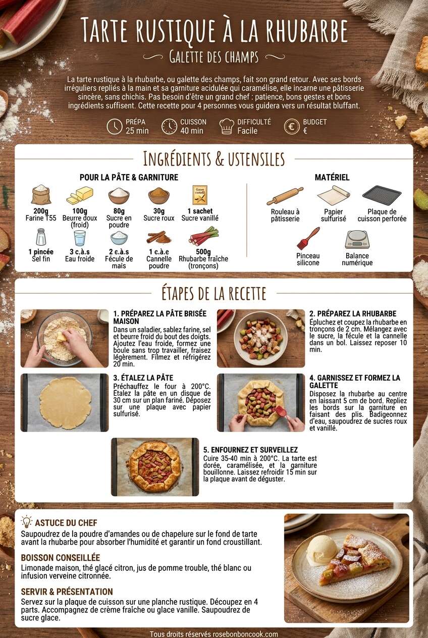 Fiche recette Recette de tarte rustique &agrave; la rhubarbe