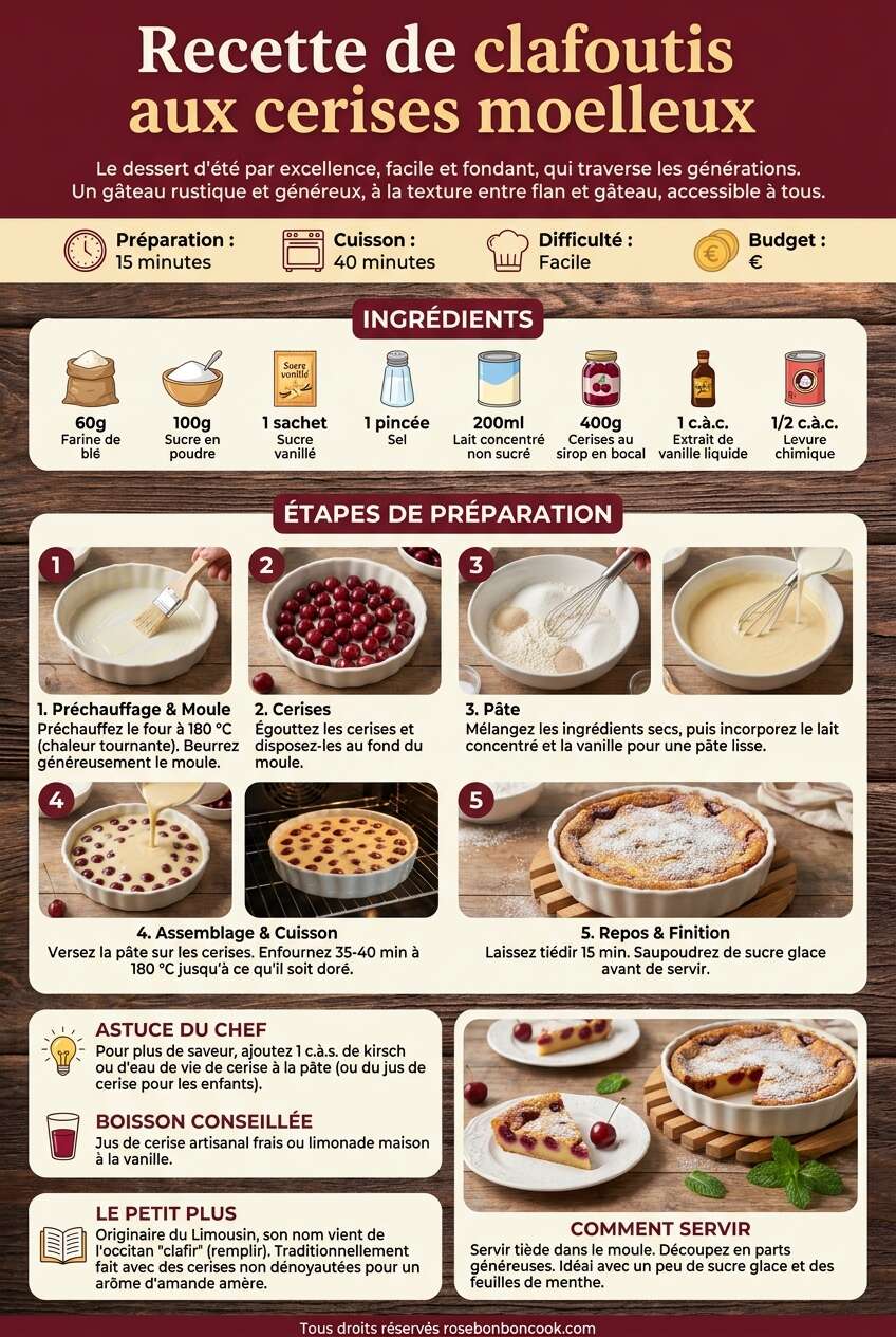 Fiche recette Recette de clafoutis aux cerises moelleux