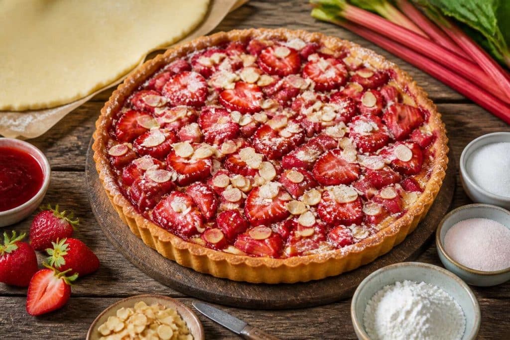 Recette de tarte fraise-rhubarbe facile et gourmande