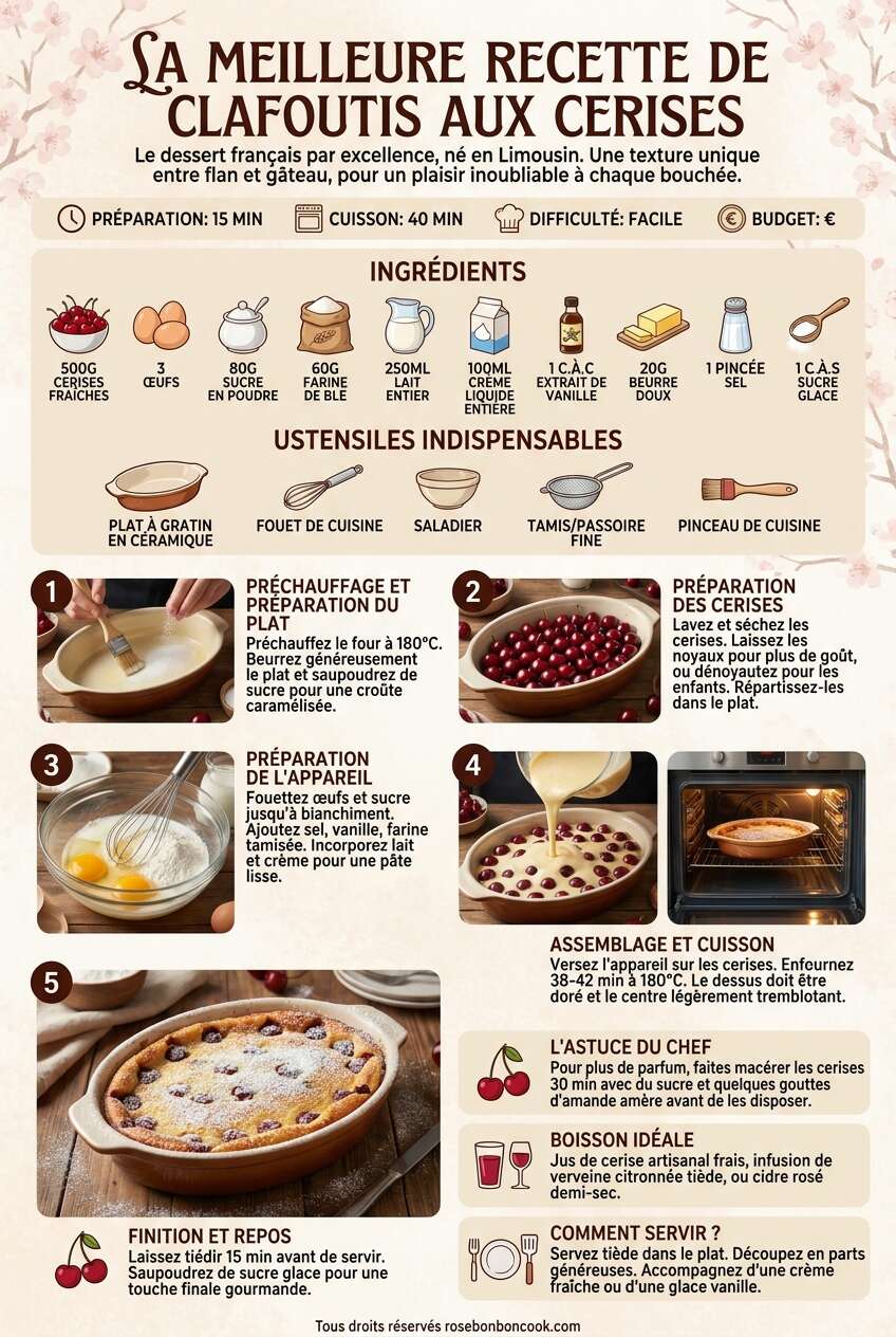 Fiche recette La meilleure recette de clafoutis aux cerises Fiche recette La meilleure recette de clafoutis aux cerises