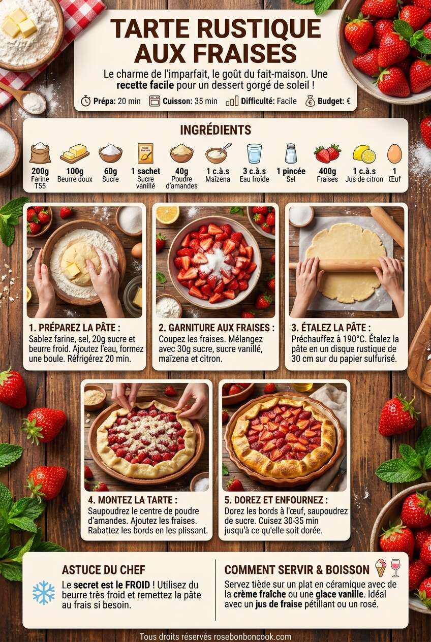 Fiche recette Recette de tarte rustique aux fraises Fiche recette Recette de tarte rustique aux fraises
