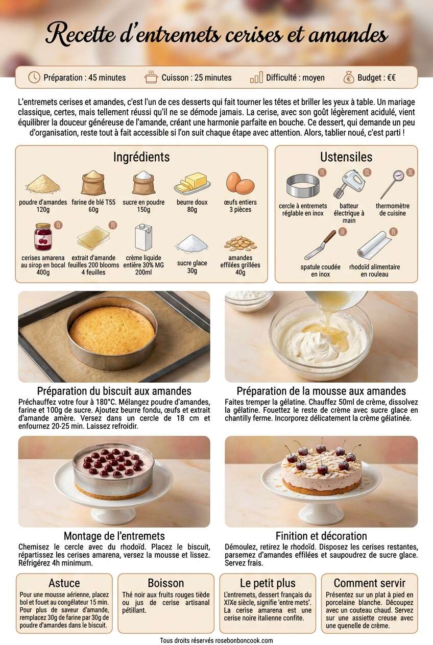 Fiche recette Recette d'entremets cerises et amandes Fiche recette Recette d'entremets cerises et amandes