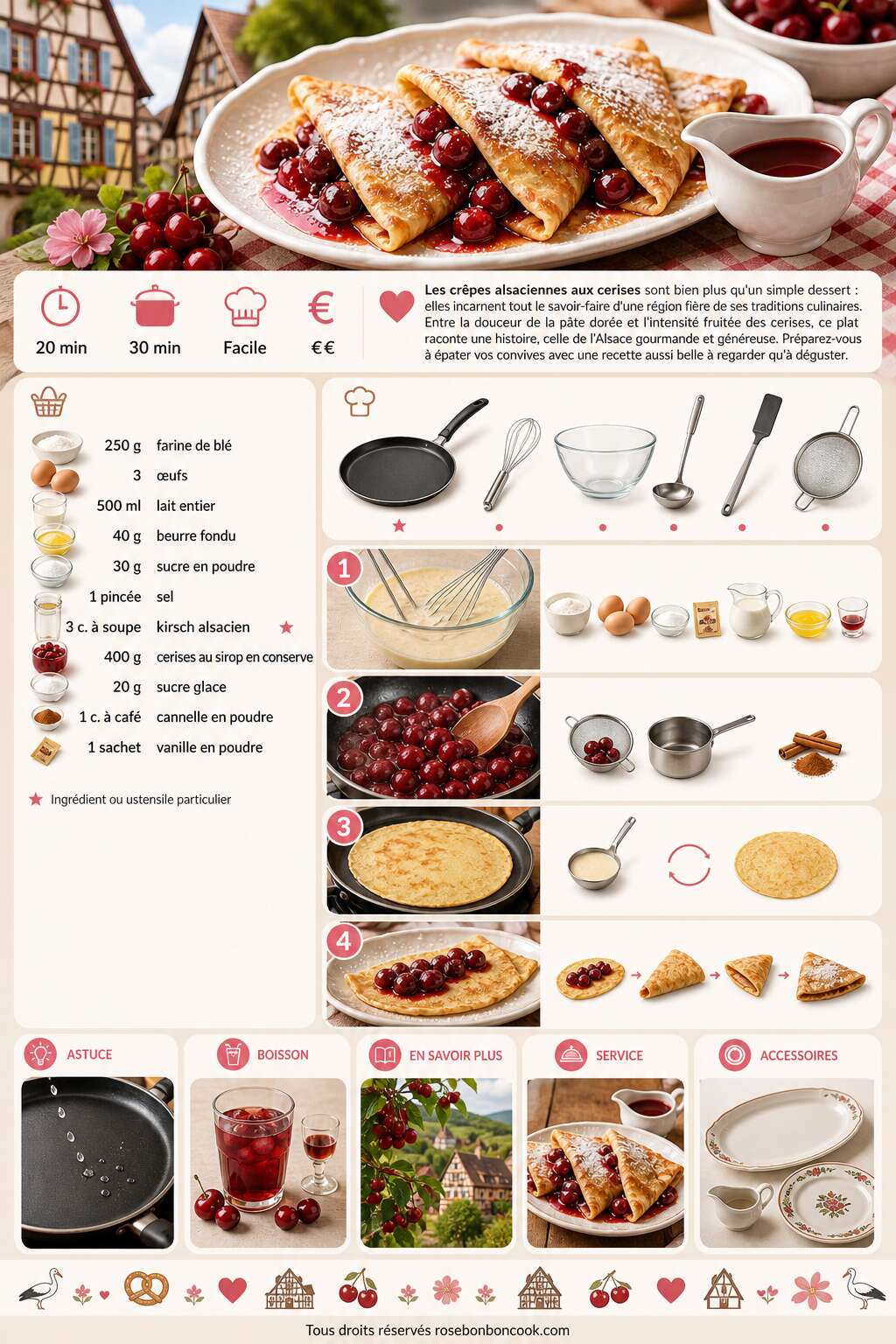 Fiche recette Recette des crêpes alsaciennes aux cerises Fiche recette Recette des crêpes alsaciennes aux cerises