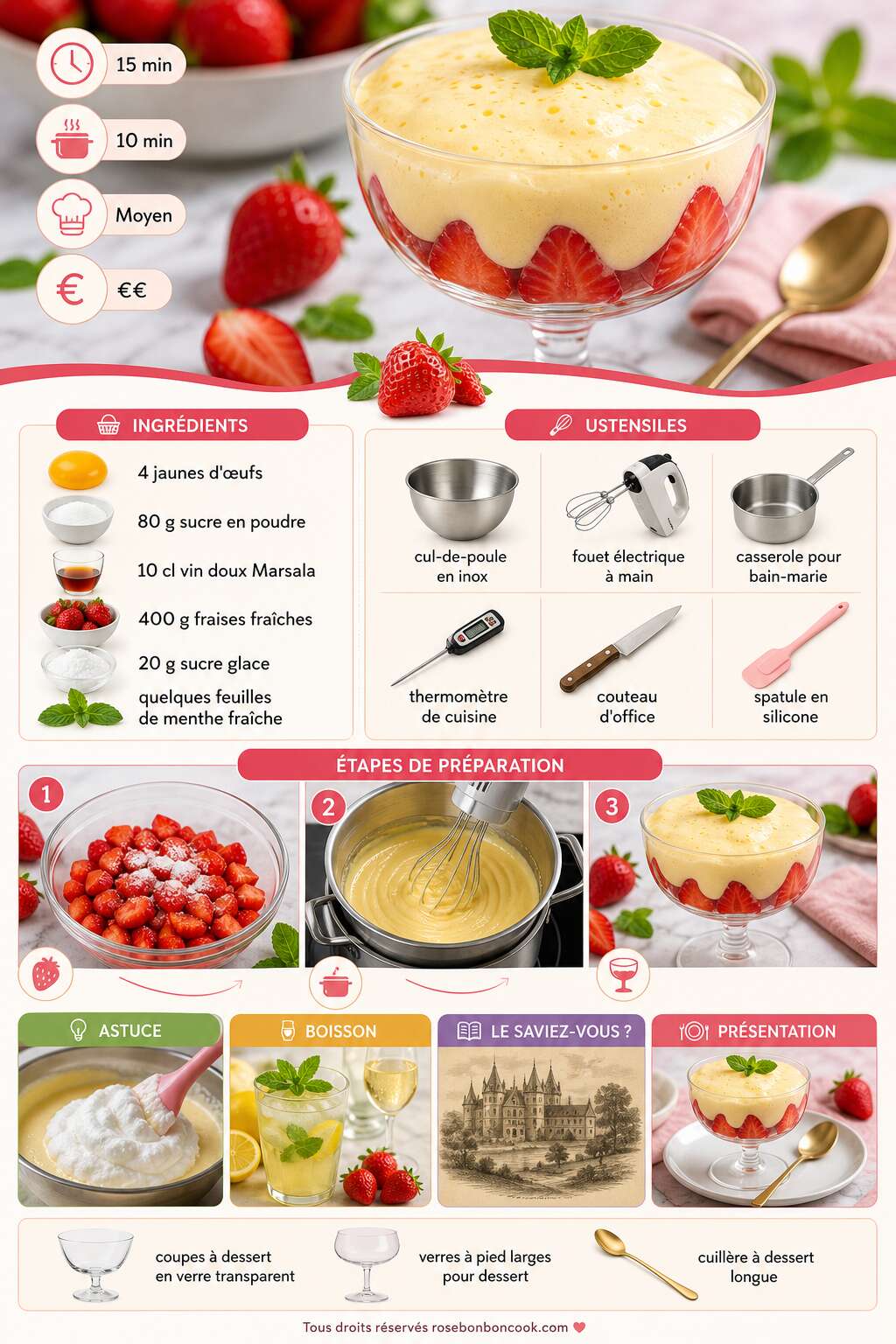 Fiche recette Recette de sabayon aux fraises Fiche recette Recette de sabayon aux fraises