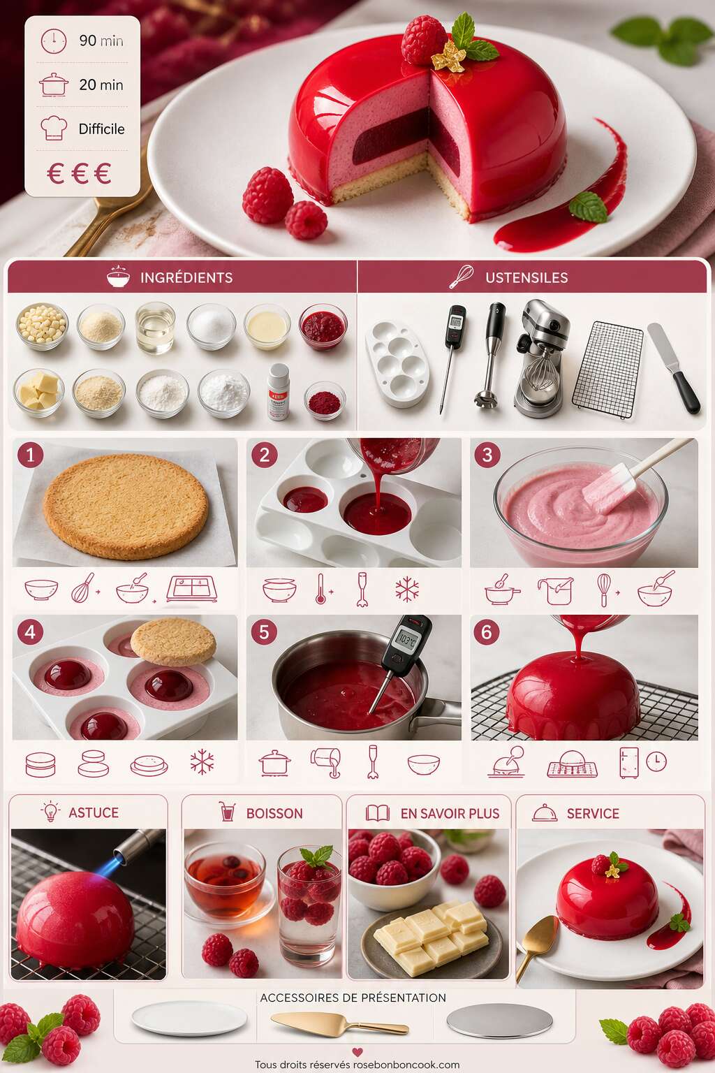 Fiche recette Recette d'entremets Inspiration framboise Fiche recette Recette d'entremets Inspiration framboise