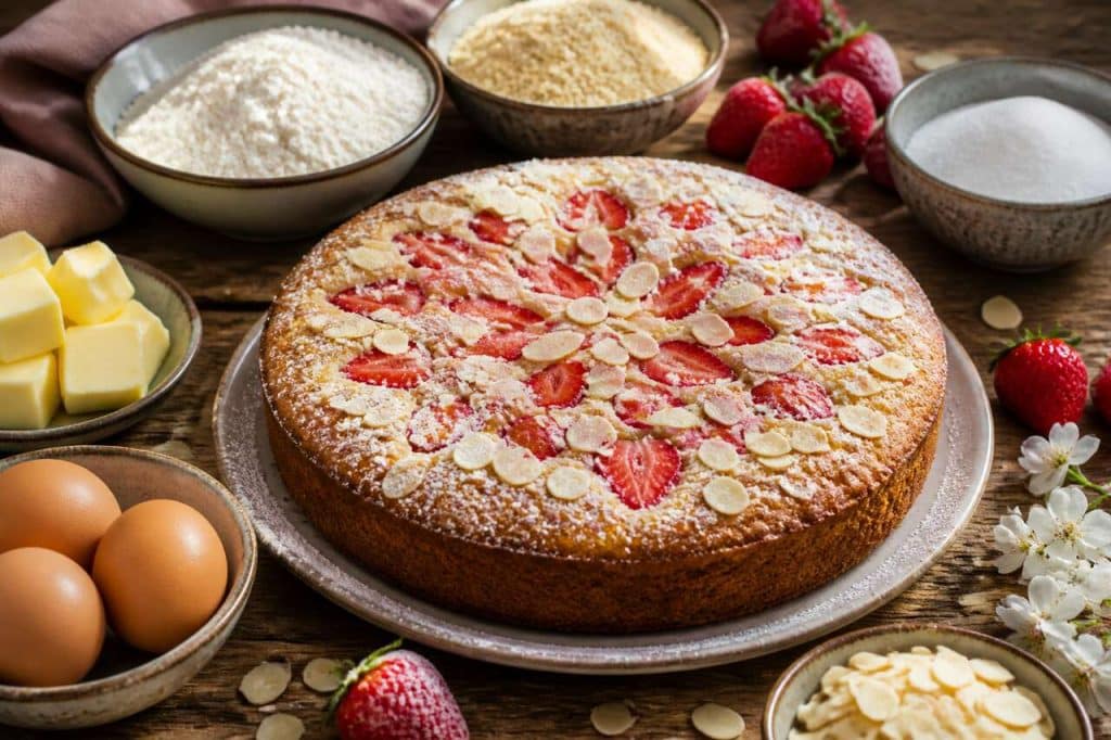 Recette du cake aux amandes et aux fraises