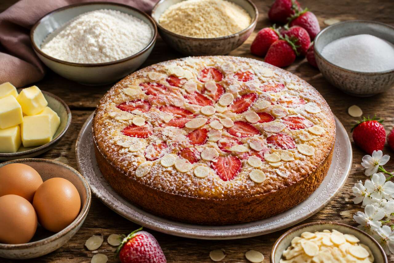Recette du cake aux amandes et aux fraises