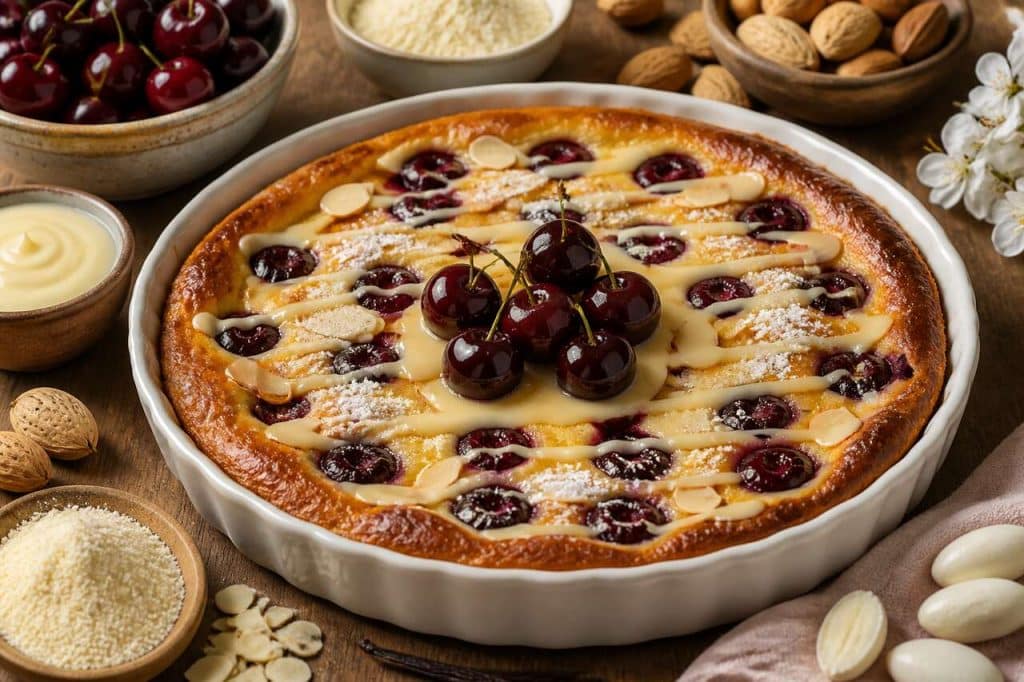 Clafoutis aux cerises et crème de Calissons : recette gourmande
