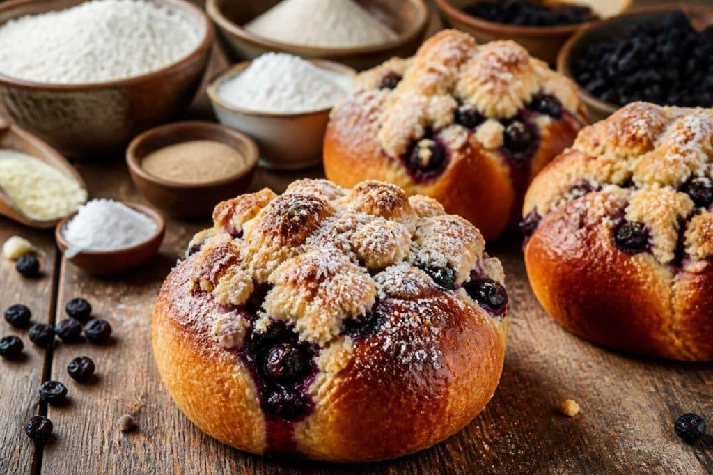 Recette de brioches streusel aux myrtilles