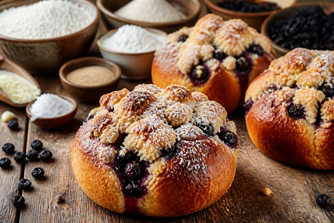 Recette de brioches streusel aux myrtilles