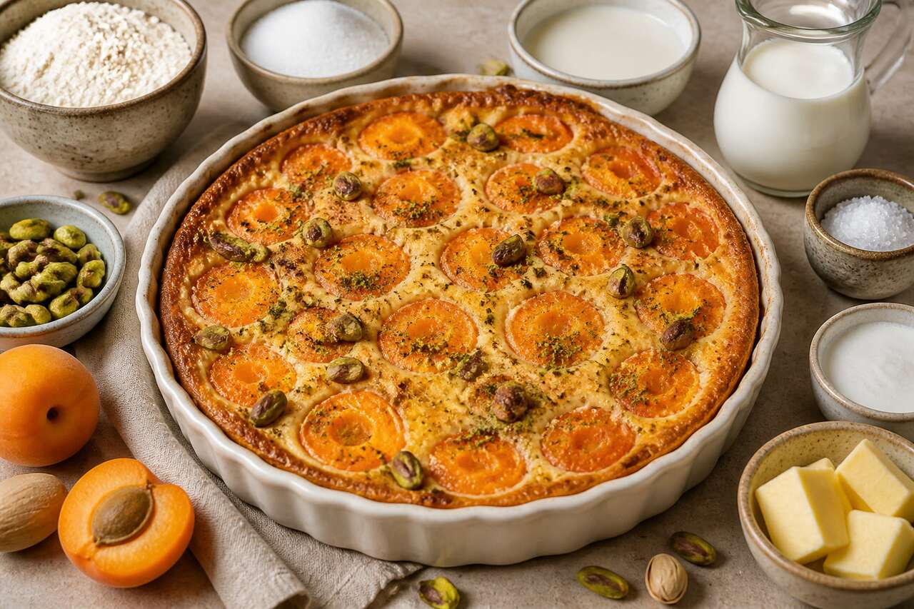 Recette du clafoutis aux abricots et à la pistache