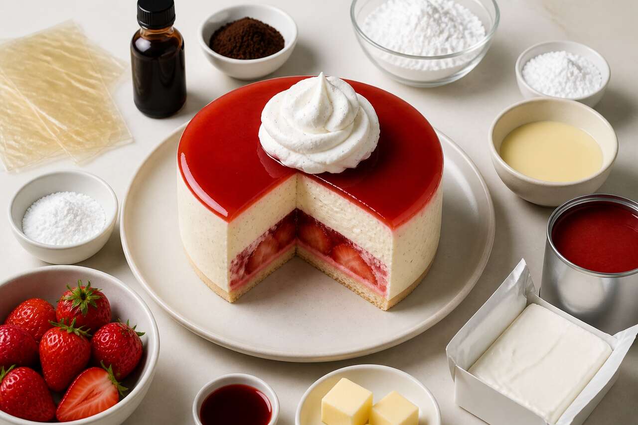 Recette d'entremets aux fraises et à la vanille