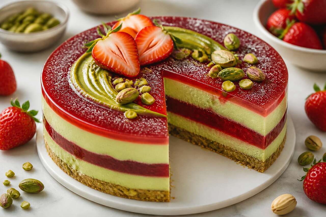Recette d'entremets fraises et pistache
