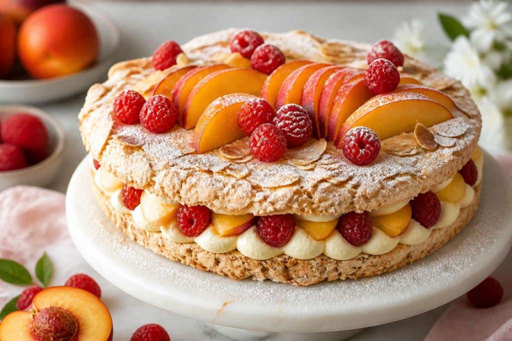 Recette de dacquoises aux framboises et nectarines