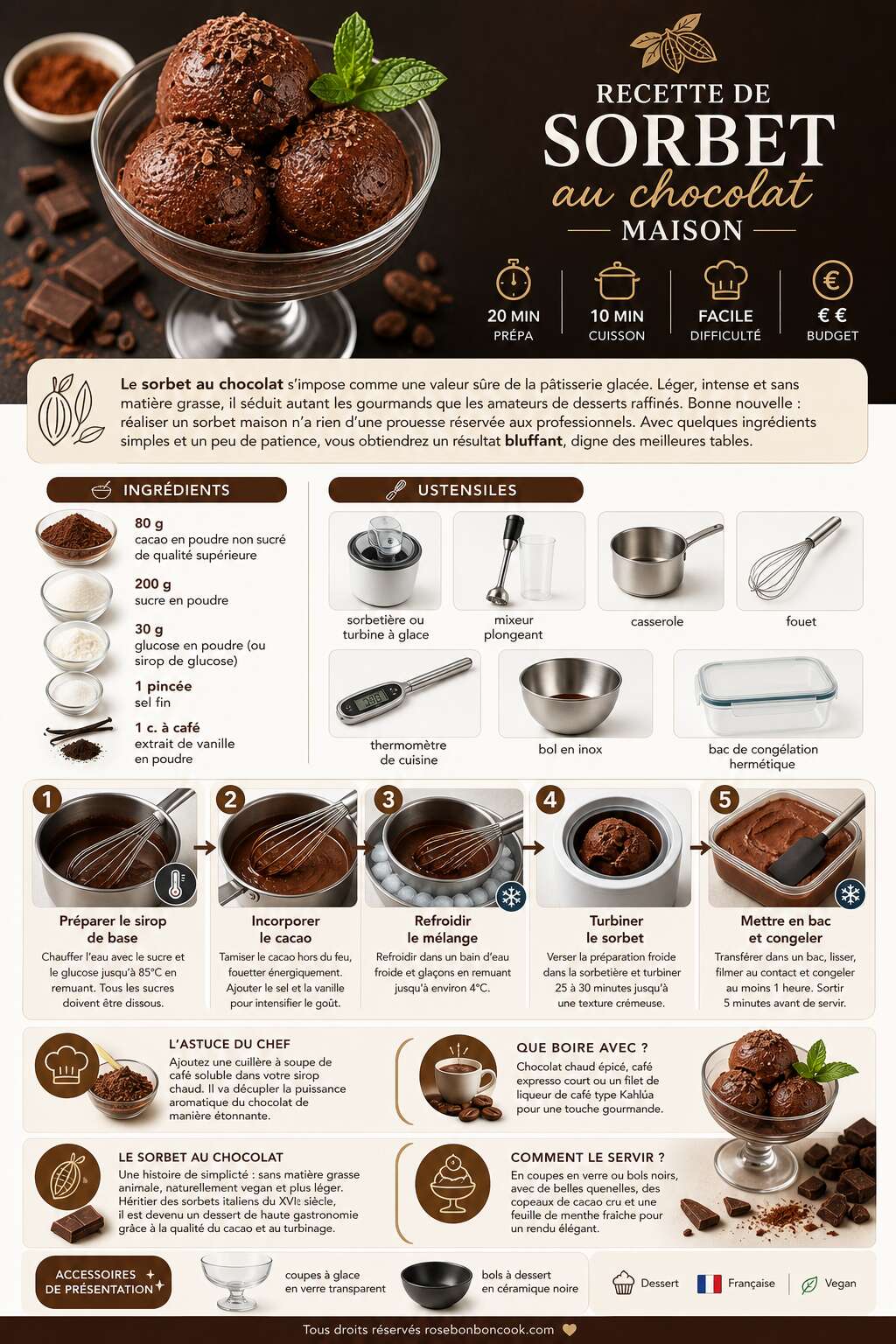 Fiche recette Recette de sorbet au chocolat maison Fiche recette Recette de sorbet au chocolat maison
