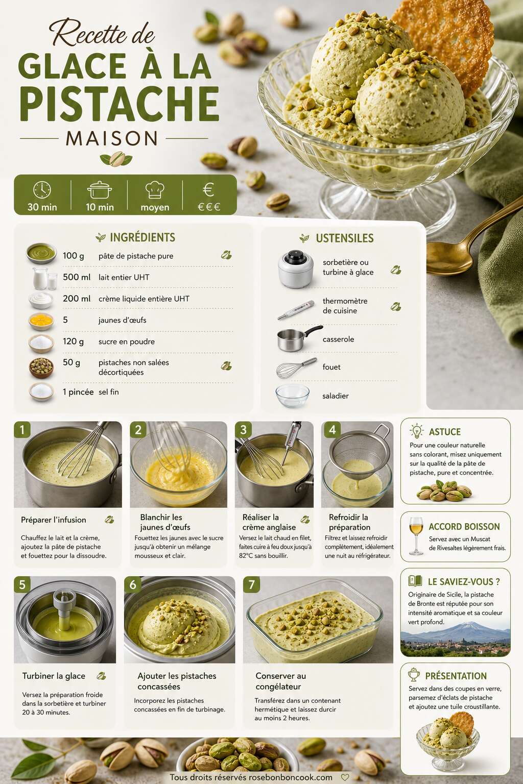 Fiche recette Recette de glace à la pistache maison Fiche recette Recette de glace à la pistache maison