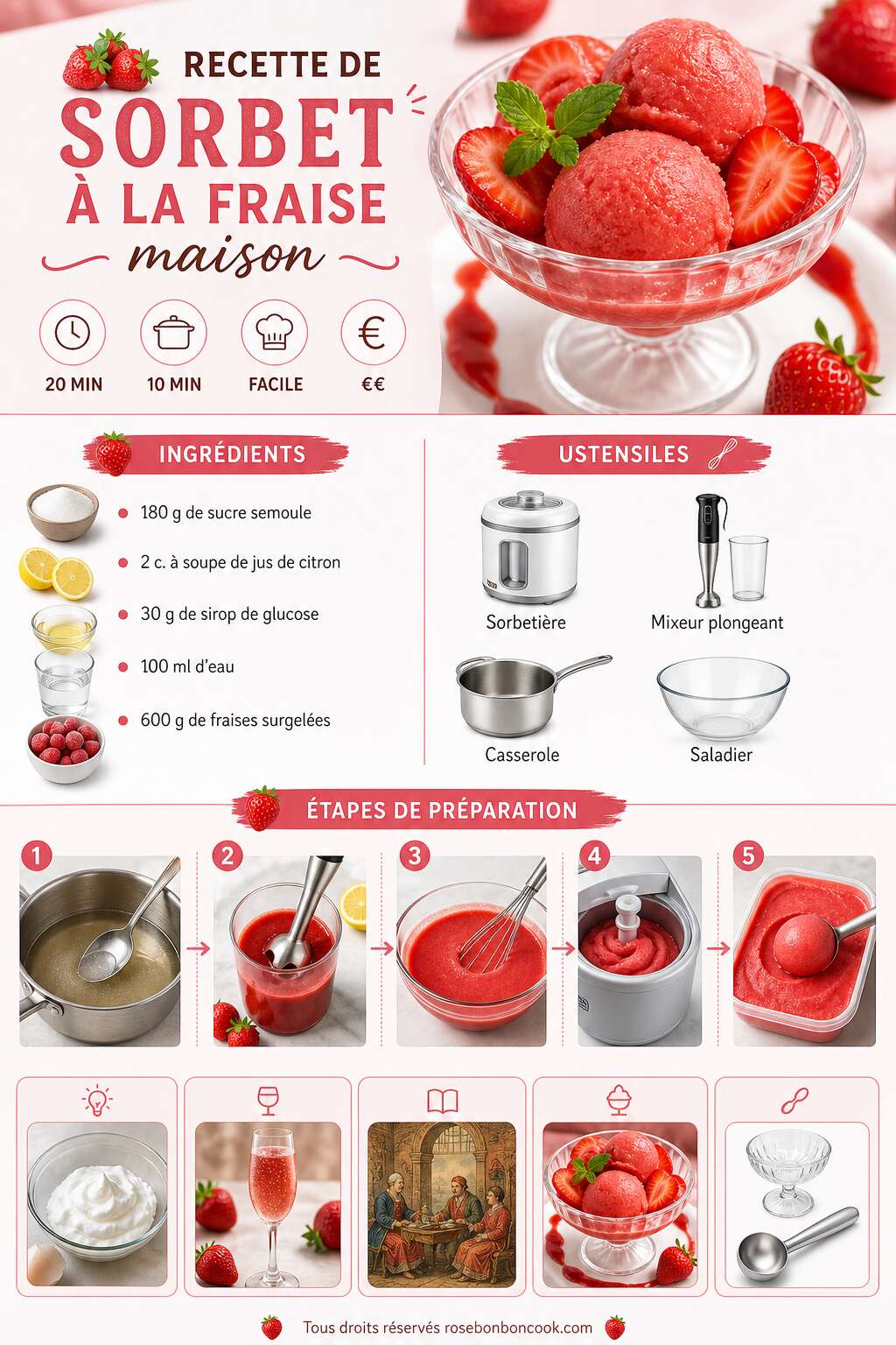 Fiche recette Recette de sorbet à la fraise maison Fiche recette Recette de sorbet à la fraise maison