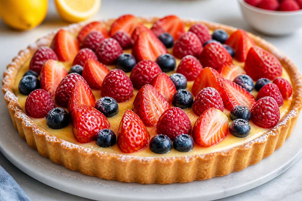Recette de tarte au citron et fruits rouges