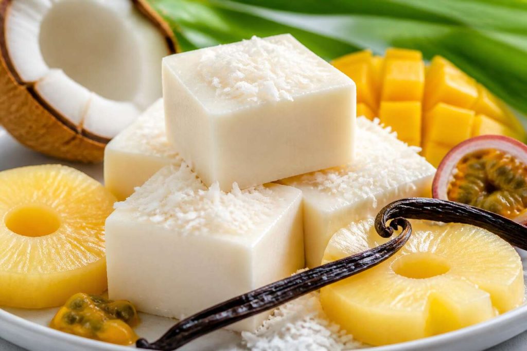Recette de cubes coco vanille aux fruits exotiques