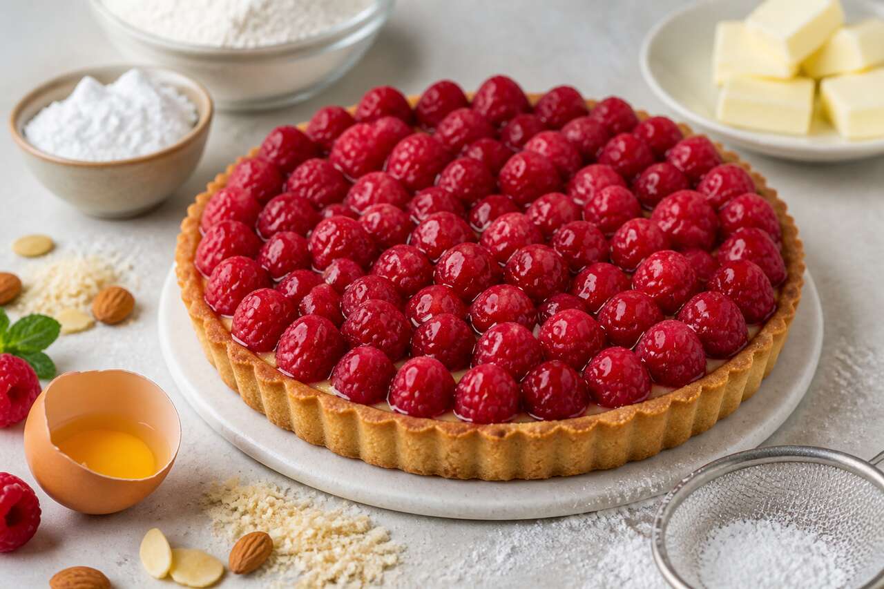 Recette de tarte aux framboises
