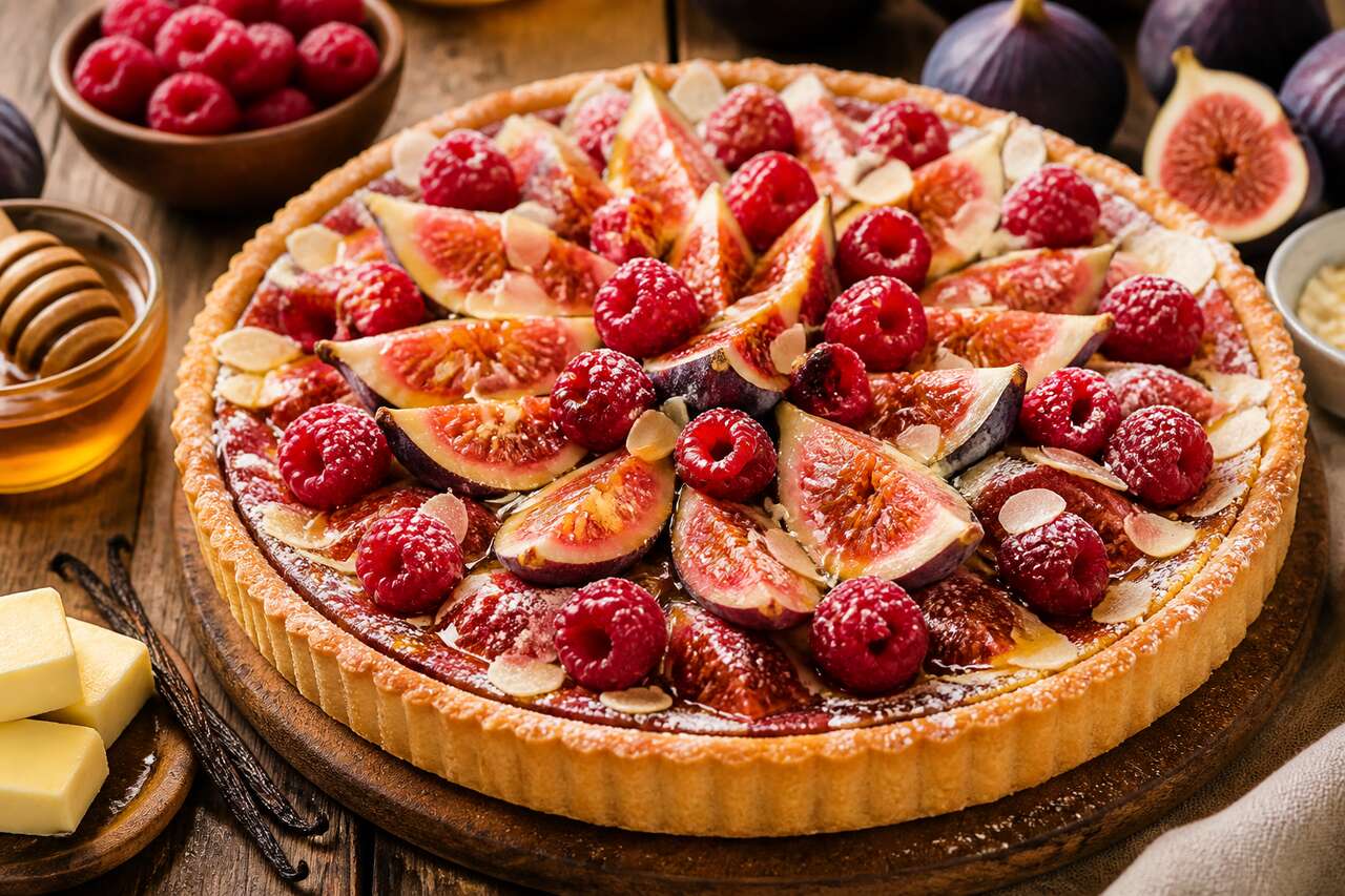 Recette de tarte aux figues et framboises