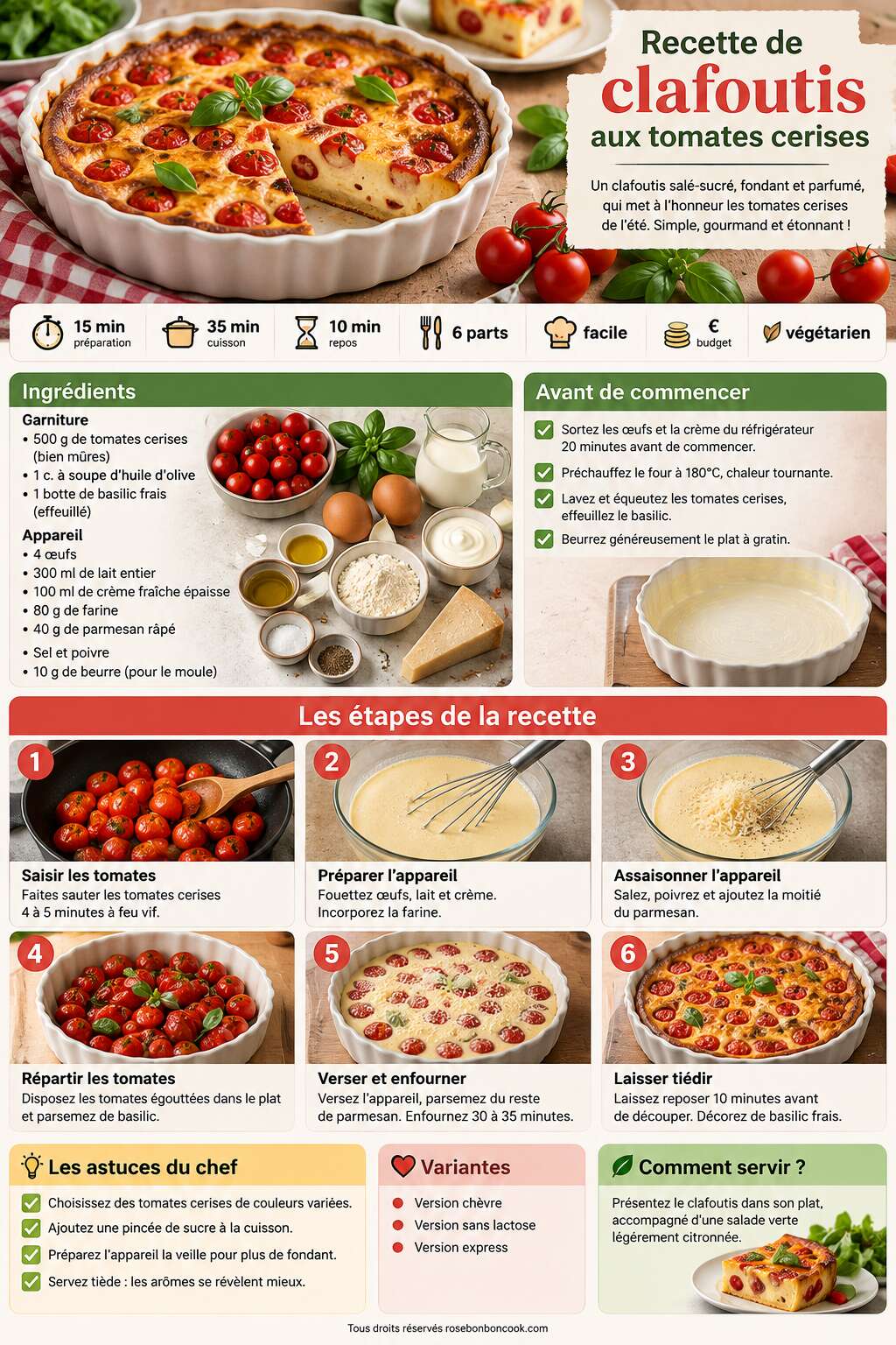 Fiche recette Recette de clafoutis aux tomates cerises Fiche recette Recette de clafoutis aux tomates cerises