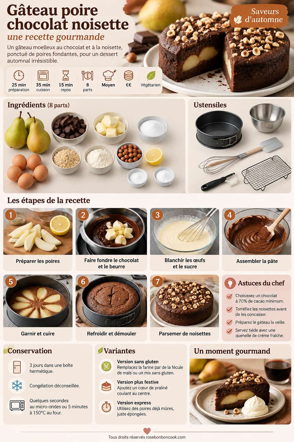 Fiche recette Gâteau poire chocolat noisette : une recette gourmande Fiche recette Gâteau poire chocolat noisette : une recette gourmande