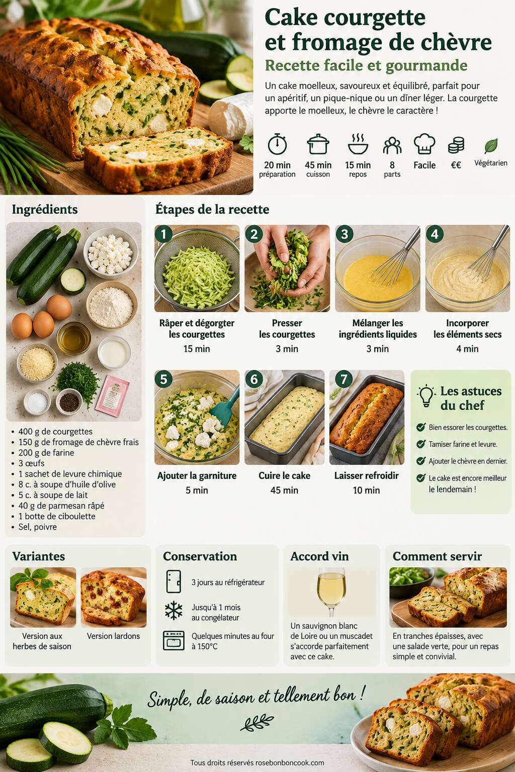 Fiche recette Cake courgette et fromage de chèvre : recette facile et gourmande Fiche recette Cake courgette et fromage de chèvre : recette facile et gourmande