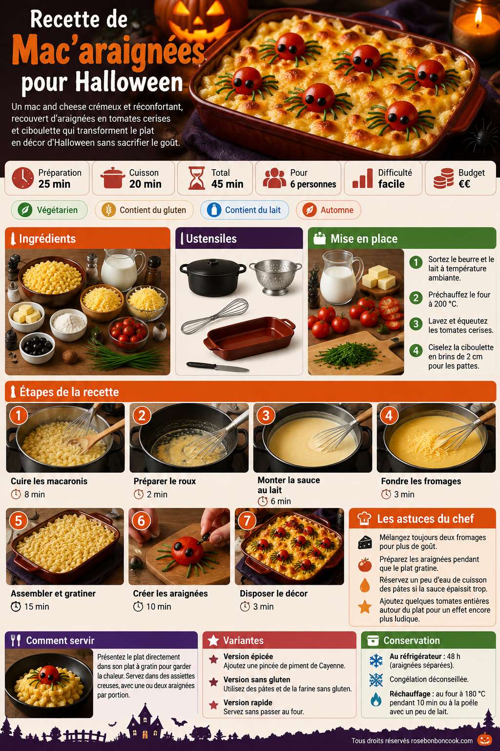 Fiche recette Recette de Mac’araignées pour Halloween Fiche recette Recette de Mac’araignées pour Halloween
