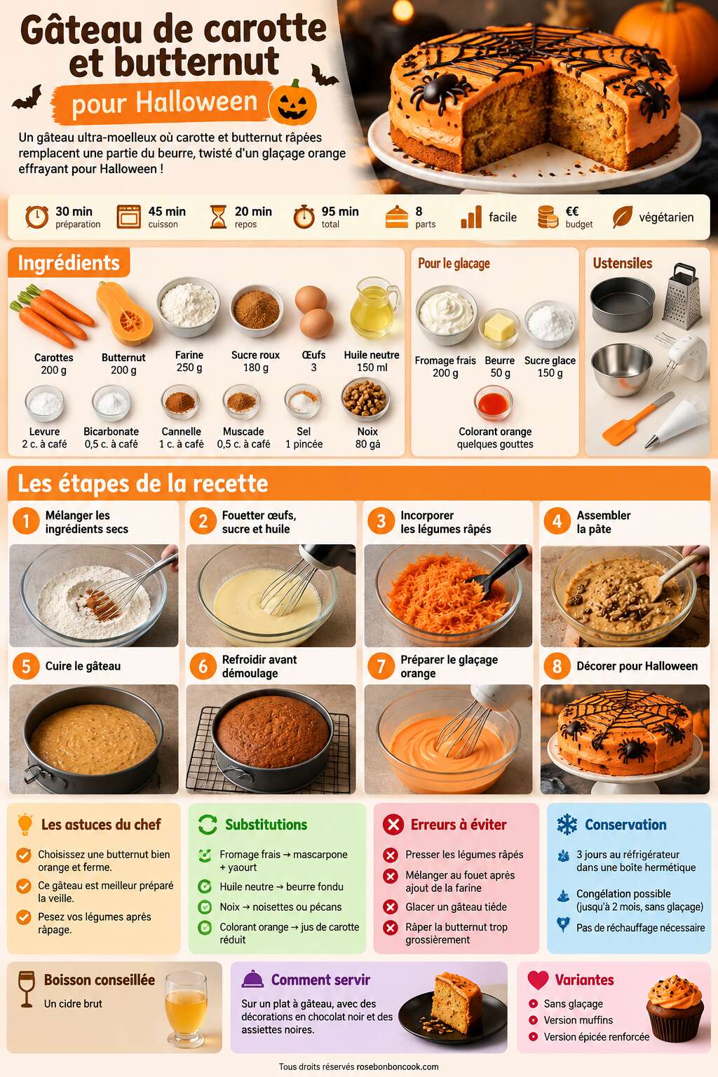 Fiche recette Gâteau de carotte et butternut pour Halloween Fiche recette Gâteau de carotte et butternut pour Halloween