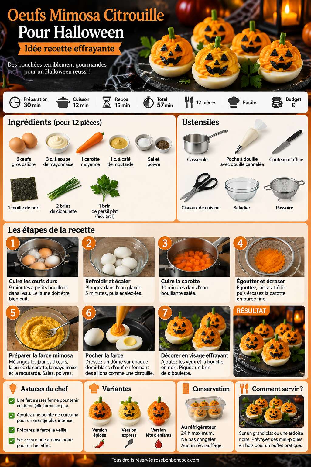 Fiche recette Oeufs Mimosa Citrouille Pour Halloween : id&eacute;e recette effrayante