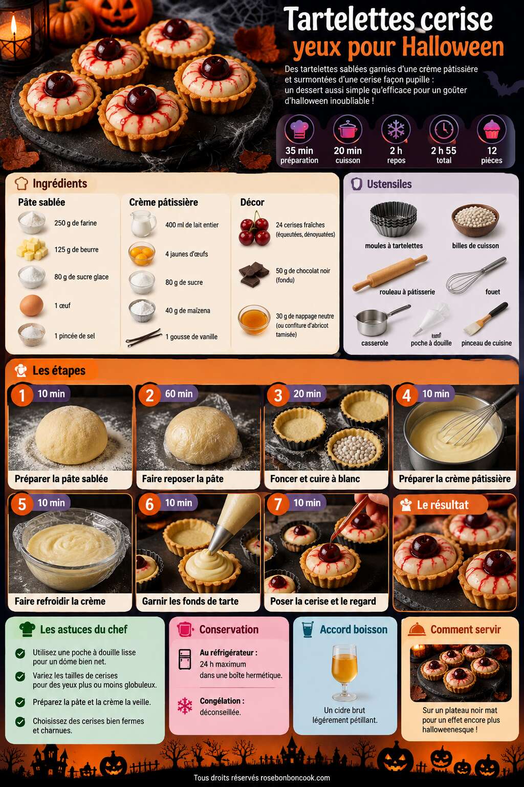 Fiche recette Recette de tartelettes cerise yeux pour Halloween