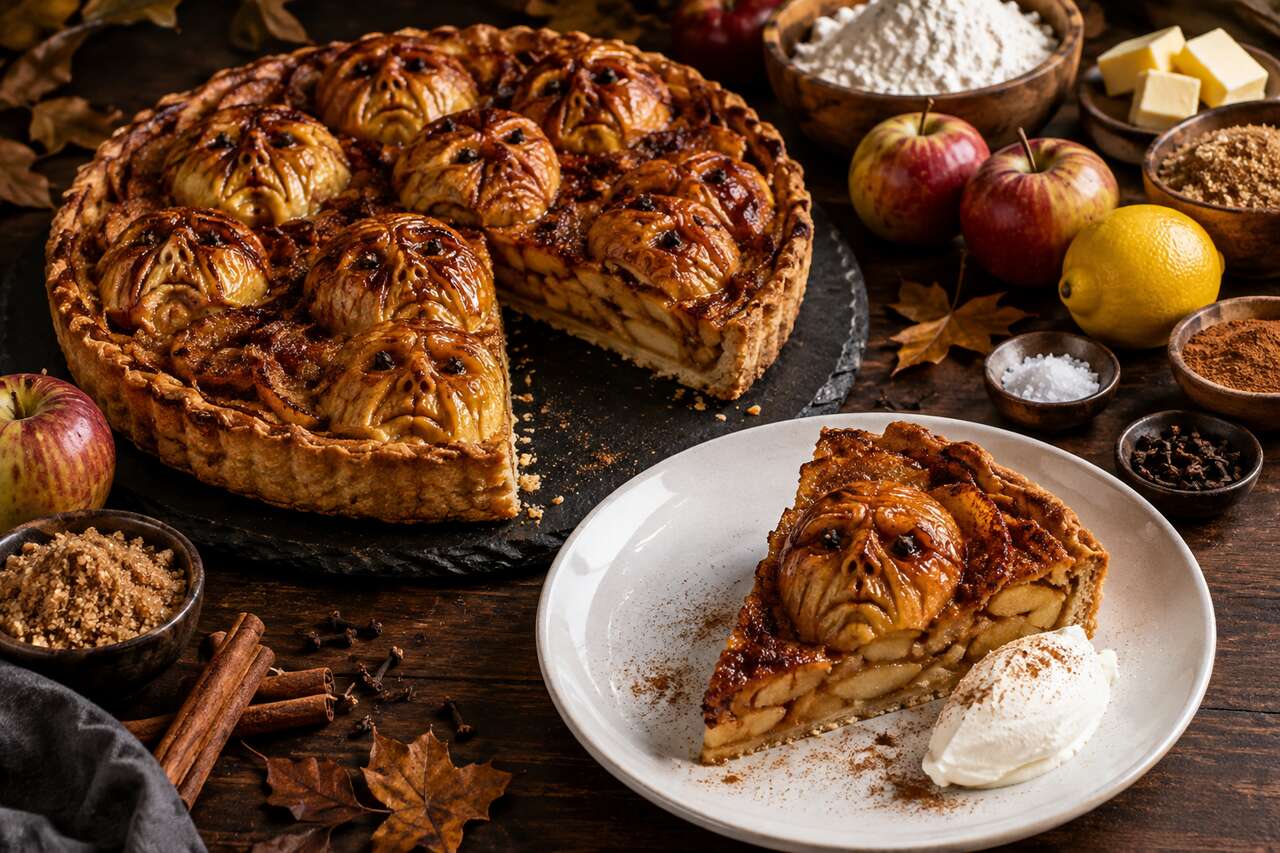 Tarte aux pommes : recette d'Halloween façon têtes réduites